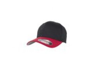 Baseball Cap Wooly Combed Flexfit 2-Tone schwarz/rot S/M