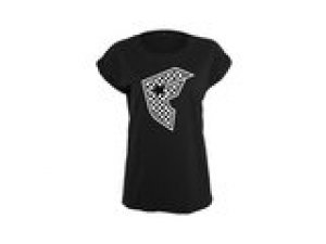 T-Shirt Checker Badge Damen schwarz XL