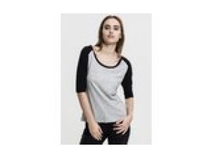 T-Shirt 3/4 Contrast Raglan Damen grau/schwarz M