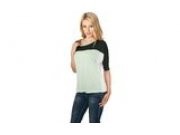 T-Shirt 3-tone 3/4 Sleeve Damen dunkelgrn/mint/wei XL