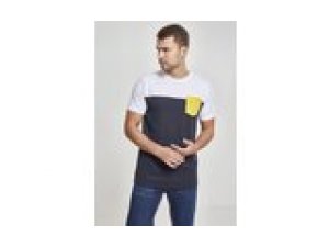 T-Shirt 3-Tone Pocket navy/wei/chrome gelb L
