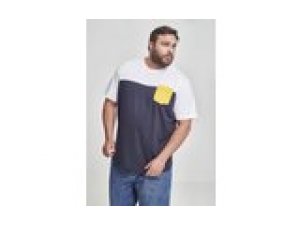 T-Shirt 3-Tone Pocket navy/wei/chrome gelb 3XL