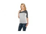 T-Shirt 3-tone 3/4 Sleeve Damen dunkelgrau/grau/wei XL