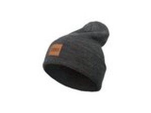 Long Beanie Leatherpatch charcoal