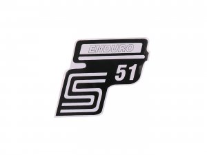 Schriftzug S51 Enduro Folie / Aufkleber wei fr Simson S51
