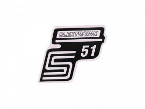 Schriftzug S51 Elektronik Folie / Aufkleber wei fr Simson S51