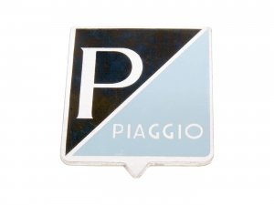 Emblem Piaggio zum Kleben 25x31mm Aluminium fr Vespa 50, 50S, 50SS (-1968), 90, 90SS, 125 Primavera, Nuova (1966)