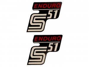 Schriftzug S51 Enduro Folie / Aufkleber schwarz-rot 2 Stck fr Simson S51