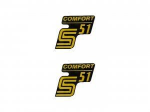 Schriftzug S51 Comfort Folie / Aufkleber schwarz-gelb 2 Stck fr Simson S51