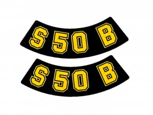 Schriftzug S50 B Folie / Aufkleber schwarz-gelb 2 Stck fr Simson S50