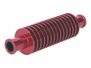 Durchlaufkhler / Minikhler Aluminium rot rund (133mm) 17mm Schlauchanschluss