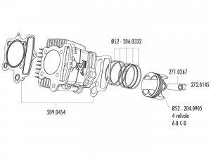 Zylinder Dichtungssatz Polini 52mm fr Honda XR 50, Polini XP4T 50, XP4T 110