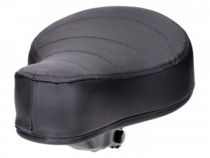 Sattel / Sitz flach schwarz abgesteppt gefedert mit Puch-Schriftzug fr Puch Mofa