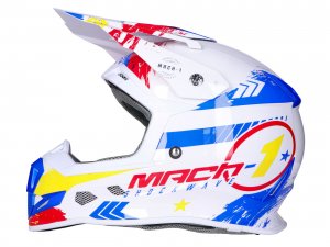 Helm Motocross Trendy T-902 Mach-1 wei / blau / rot - Gre S (55-56)