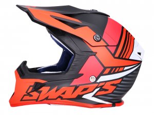Helm Motocross SWAPS S818 schwarz / rot matt - Gre S (55-56)