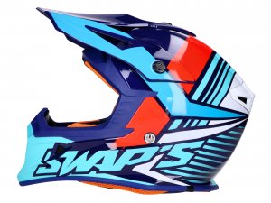 Helm Motocross SWAPS S818 wei / rot / blau - Gre M (57-58)