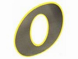 Aufkleber Startnummer 13cm Ziffer: 1 carbon-look/gelber Rand